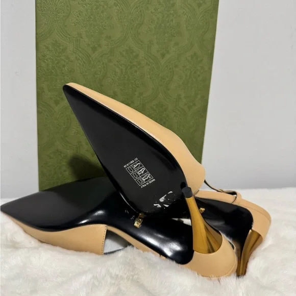 Gucci Women's Beige Slingback Heels - Picture 8 of 9